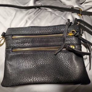 Faux Black Leather Crossbody or over the shoulder bag